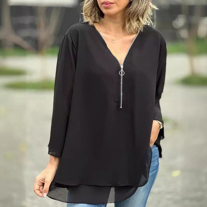 Lorelai | Chiffon Zipper Blouse 