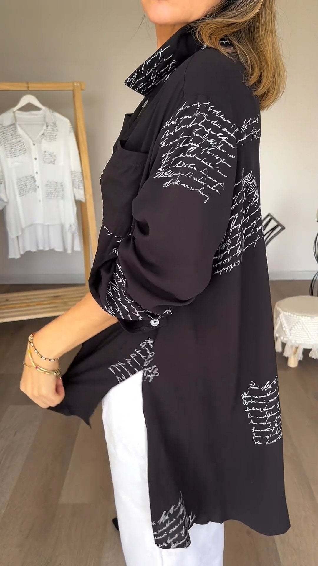 Tiemona | Script Button Up Shirt